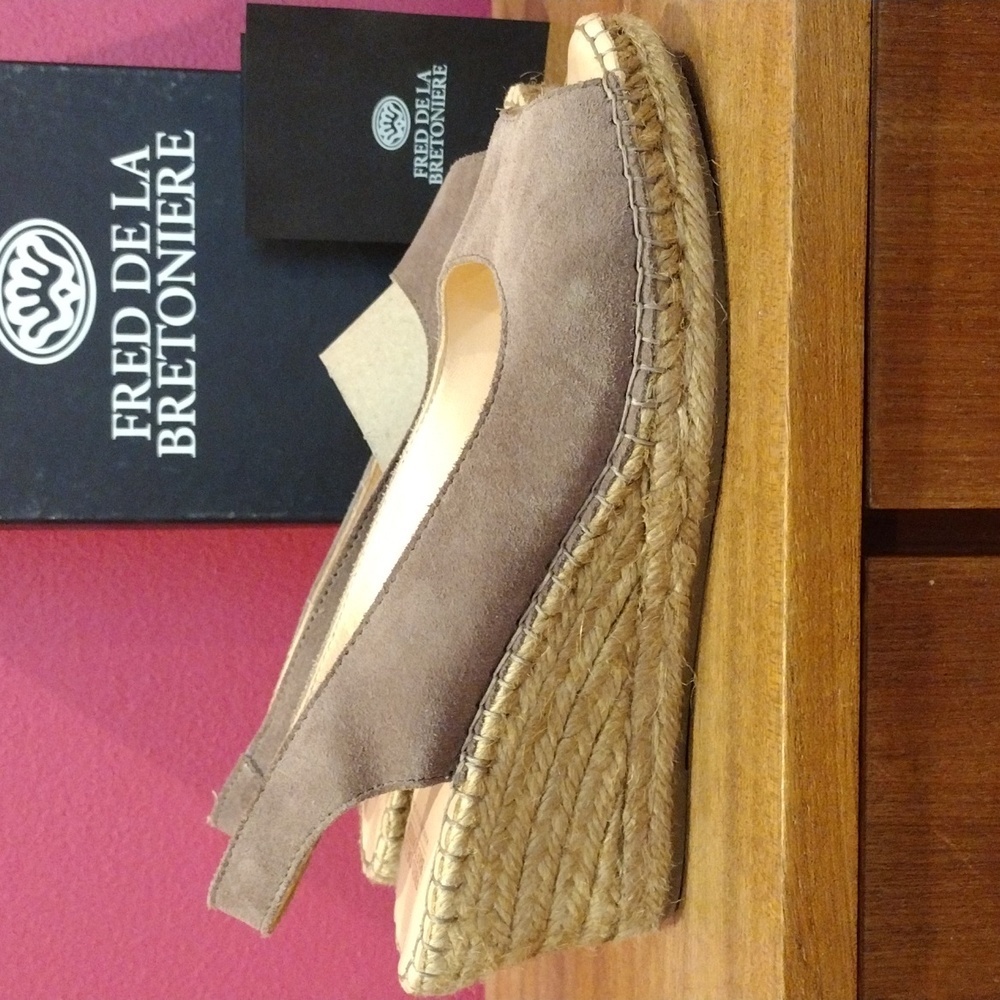 Fred De La Bretoniere Suede Espadrille Wedges Slingback Tan Brown Size 39 US 9